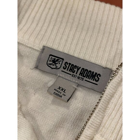 Stacy Adams Ivory Cable Zip-up Sweater Men's Size XXL Classy - Picture 3 of 9
